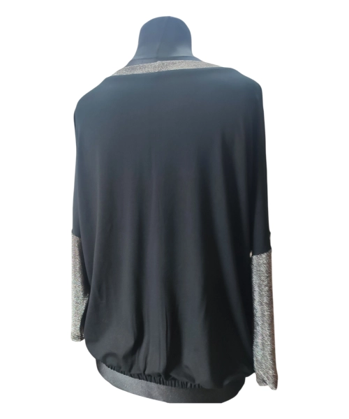 Wieczorowa Bluzka bombka z błyszczącym srebrnymi wstawkami